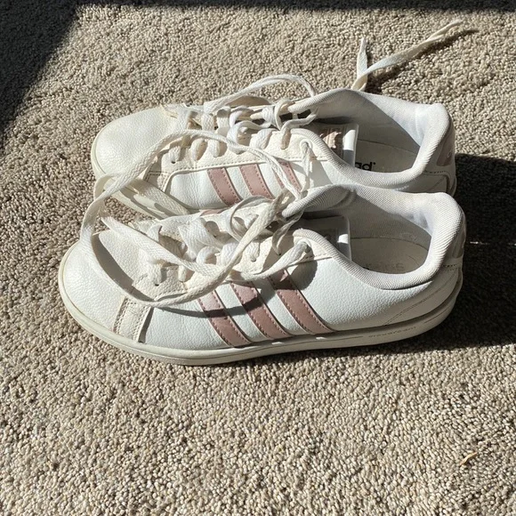 ADIDAS white sneakers with rose gold symbol